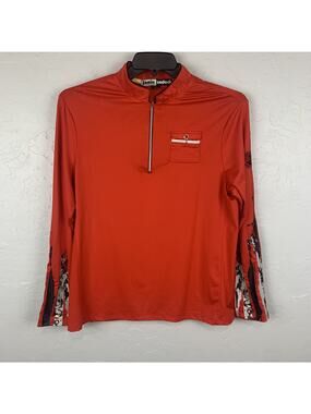 Jamie Sadock Golf Quarter Zip Womens Large Red Black Long Sleeve Pebble Beach